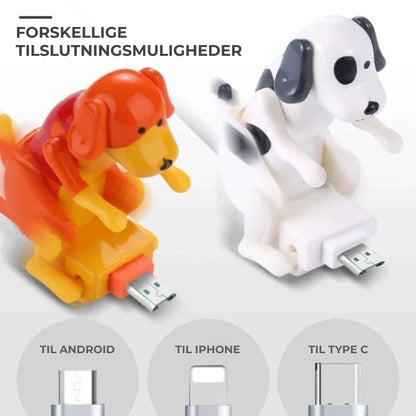 Sjovt opladerkabel med hundedesign