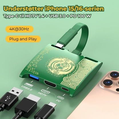 Type-C til HDMI 4K-kabel med 100 W opladningsfunktion