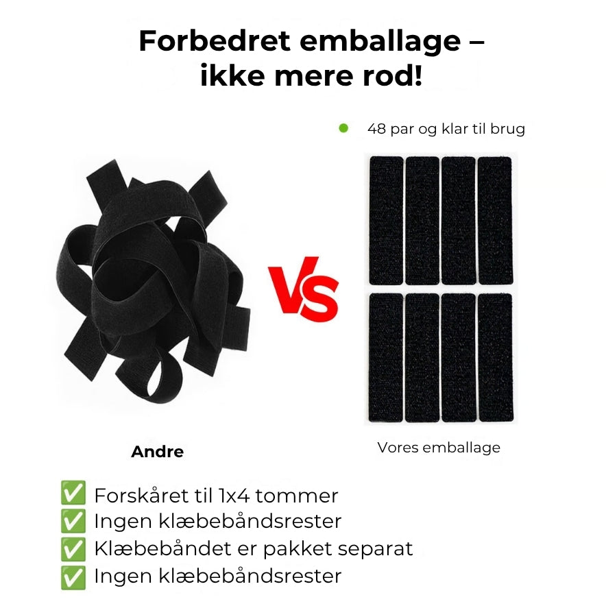 Dobbeltsidede velcrobånd – stærke og genanvendelige (40 stk./20 par)