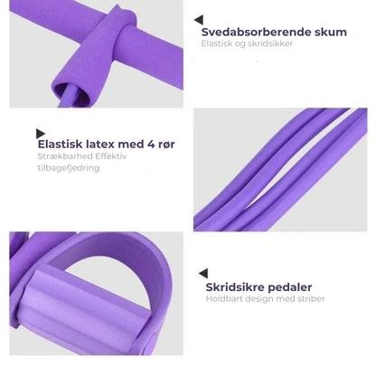 Træningselastikker med fodstøtte og håndtag