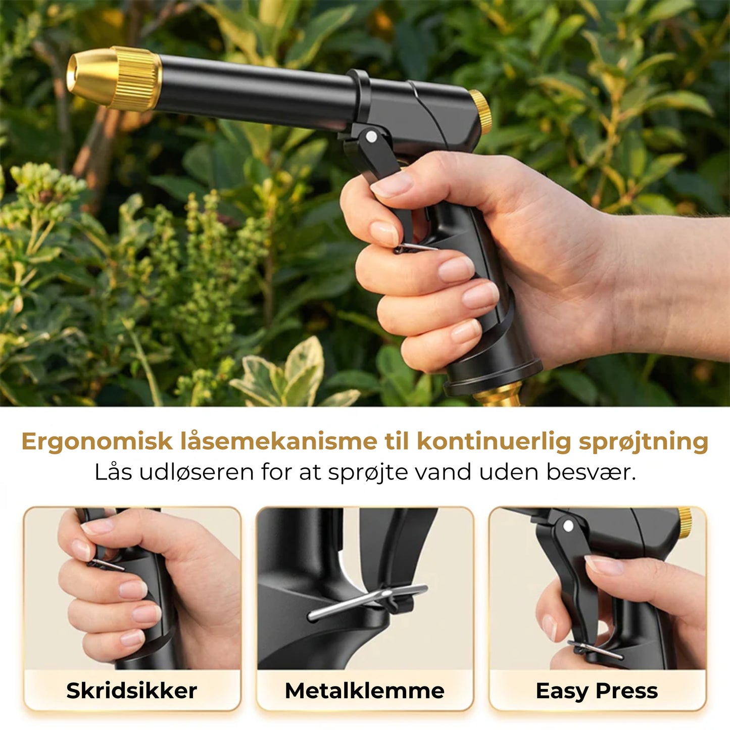 Kraftig sprøjtepistol til haveslange