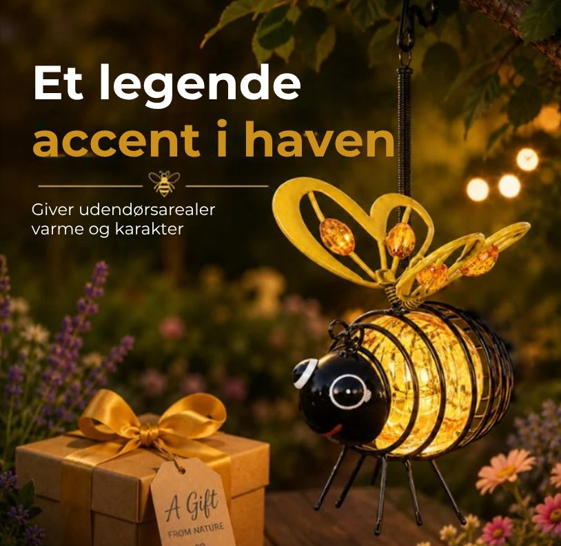 Hængende solcellelampe med bi motiv