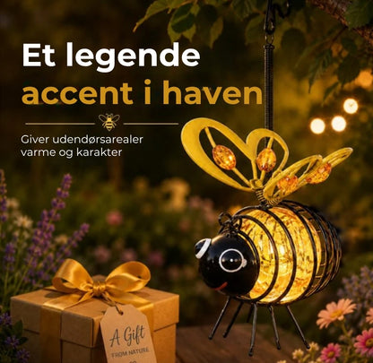 Hængende solcellelampe med bi motiv