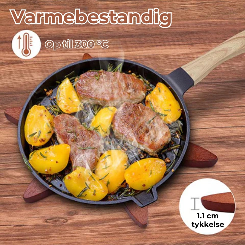 Smukke, håndlavede underlag i varmebestandigt træ