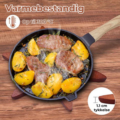 Smukke, håndlavede underlag i varmebestandigt træ