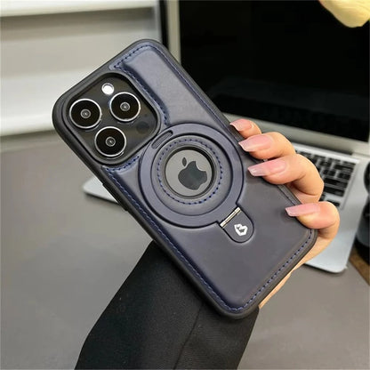 Luksus læder iPhone Cover med indbygget stativ