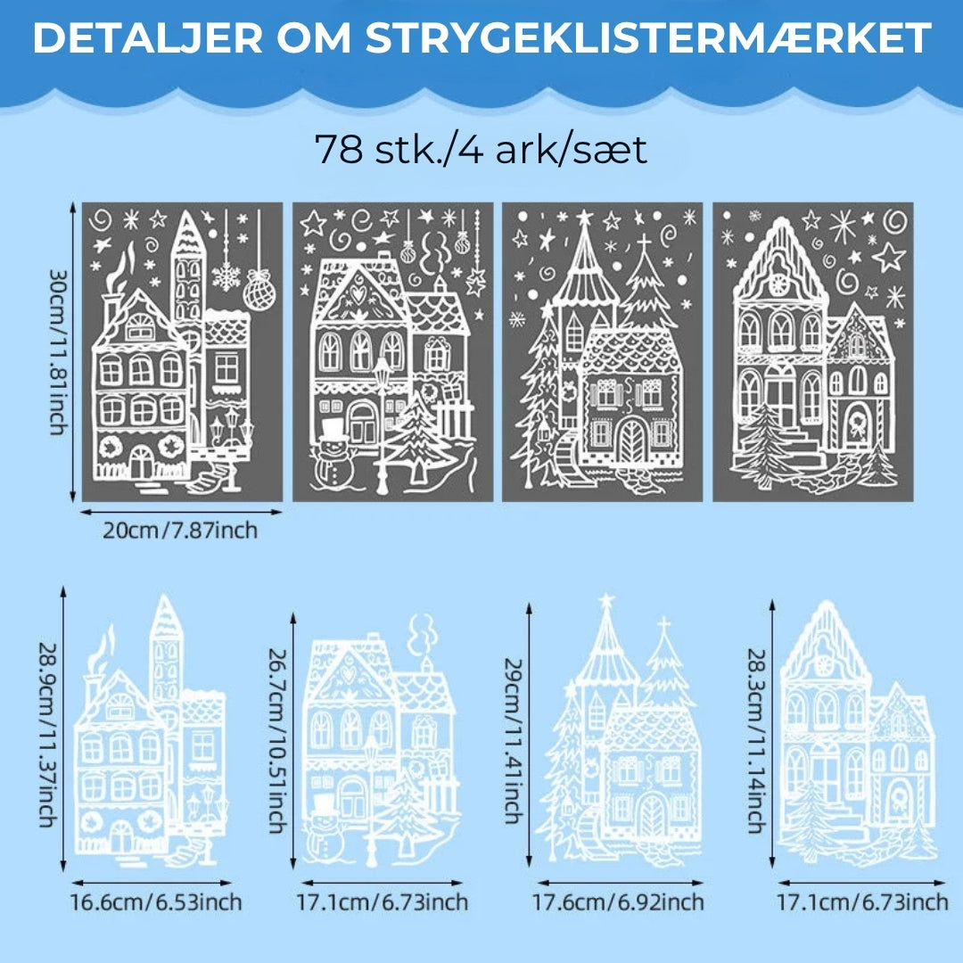 Jule-vinduesklistermærkesæt – 78 stk.