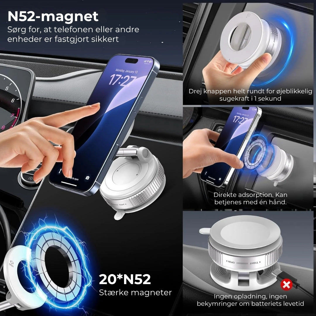 Magnetisk telefonholder med sugekop til bilen