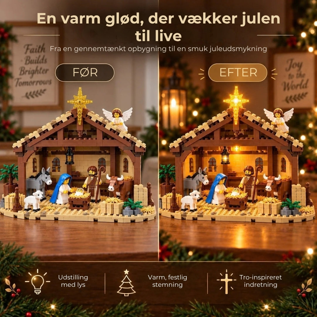 Julekrybbe med lys - byg selv