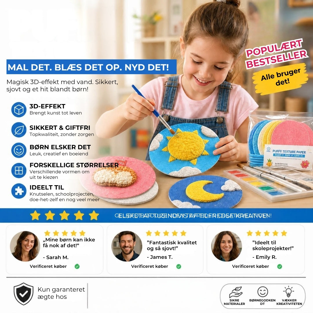 Magisk 3D-malepapir med skumtekstur – 20 stk.
