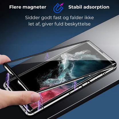 🔥 Magnetisk cover til Samsung mobil med dobbeltsidet hærdet glas