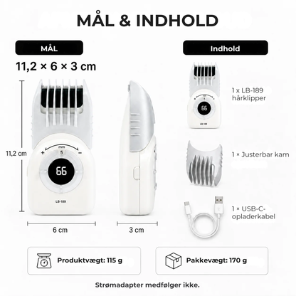 Trådløs hårtrimmer med digitalt display
