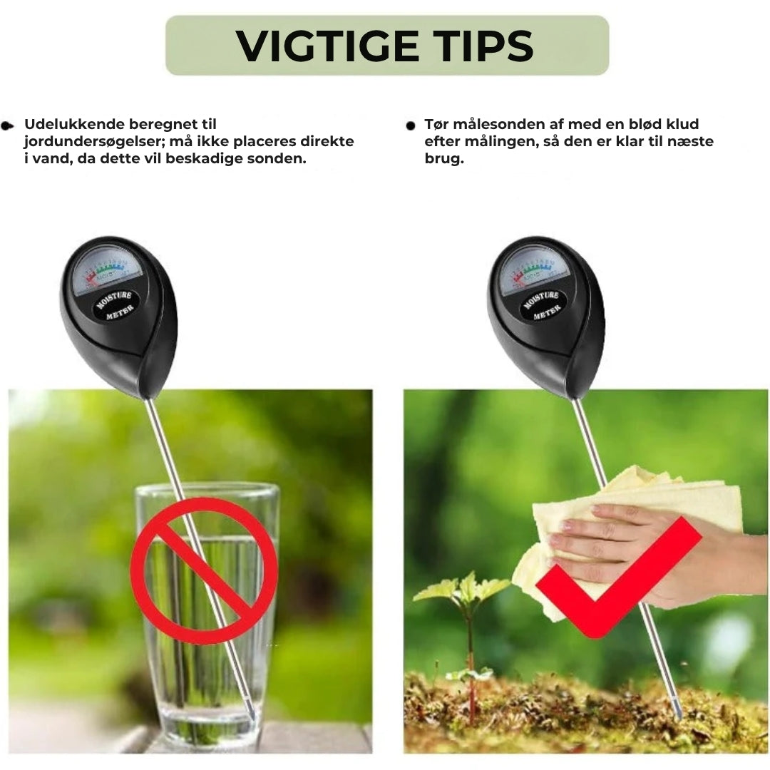 Batterifri jordfugtighedsmåler