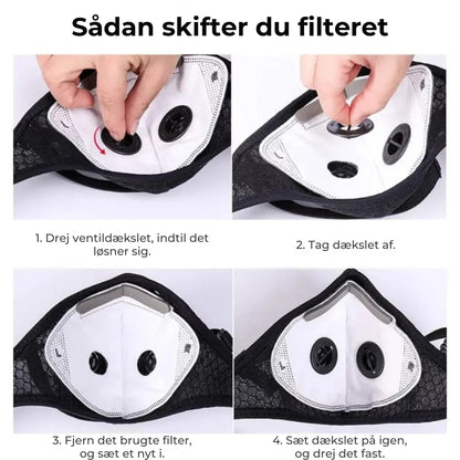Ansigtsmaske med kulfilter
