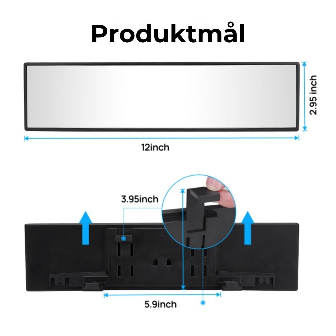 Panoramisk bakspejl med klikmontering