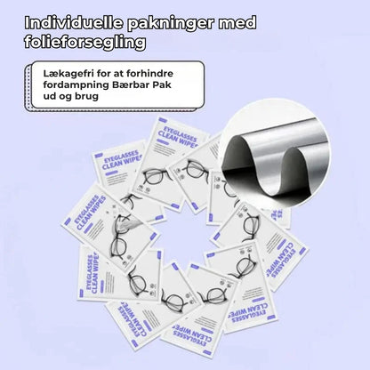 Rengøringsservietter til brilleglas med antidug-effekt (100 stk.)