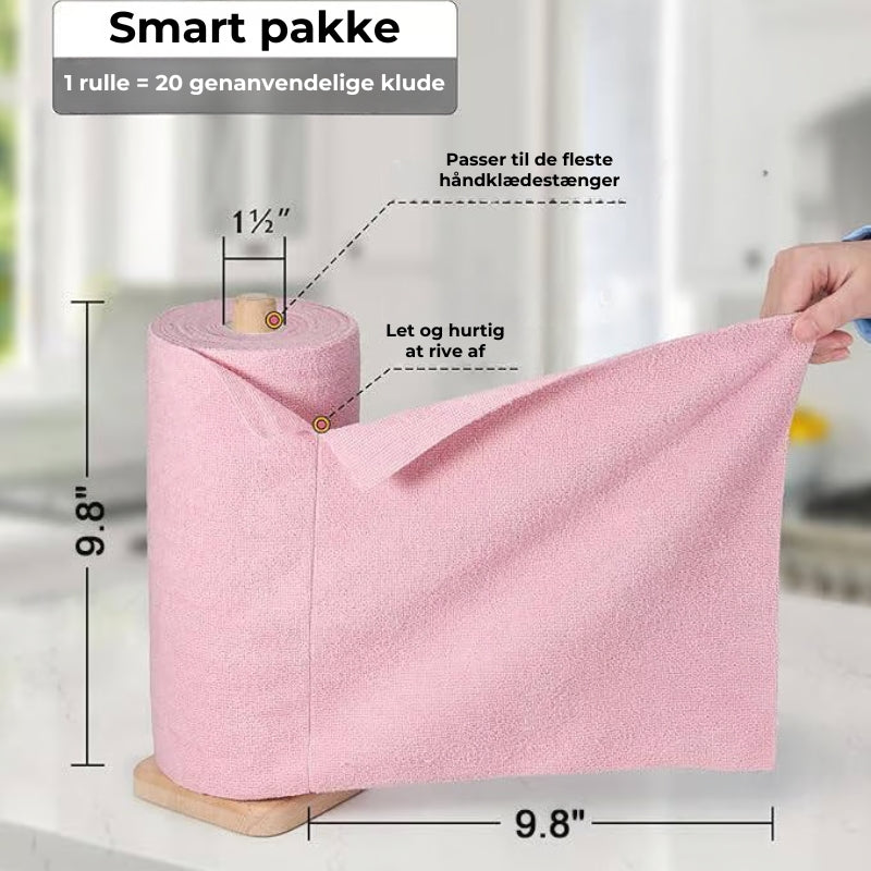 ♻️ Genanvendelige mikrofiber rengøringsklude på rulle (20 stk.)