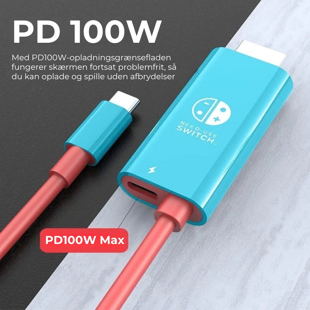Type-C til HDMI 4K-kabel med 100 W opladningsfunktion