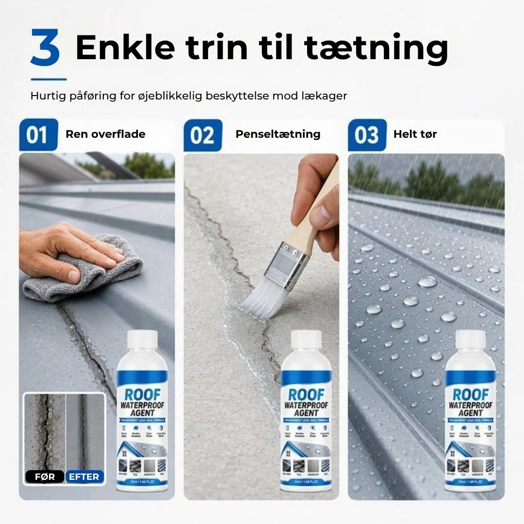 Tagforseglingskit med pensel – gennemsigtig og vandtæt
