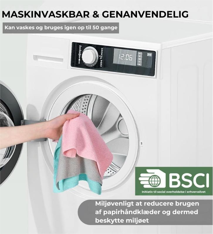 ♻️ Genanvendelige mikrofiber rengøringsklude på rulle (20 stk.)