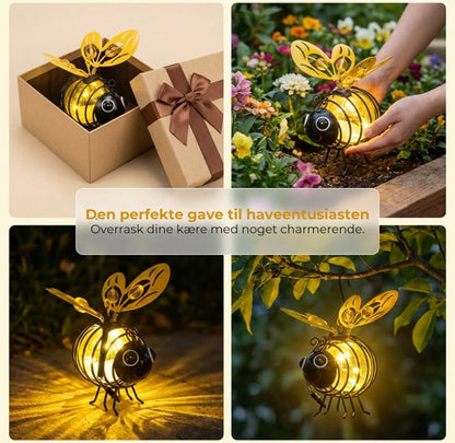 Hængende solcellelampe med bi motiv
