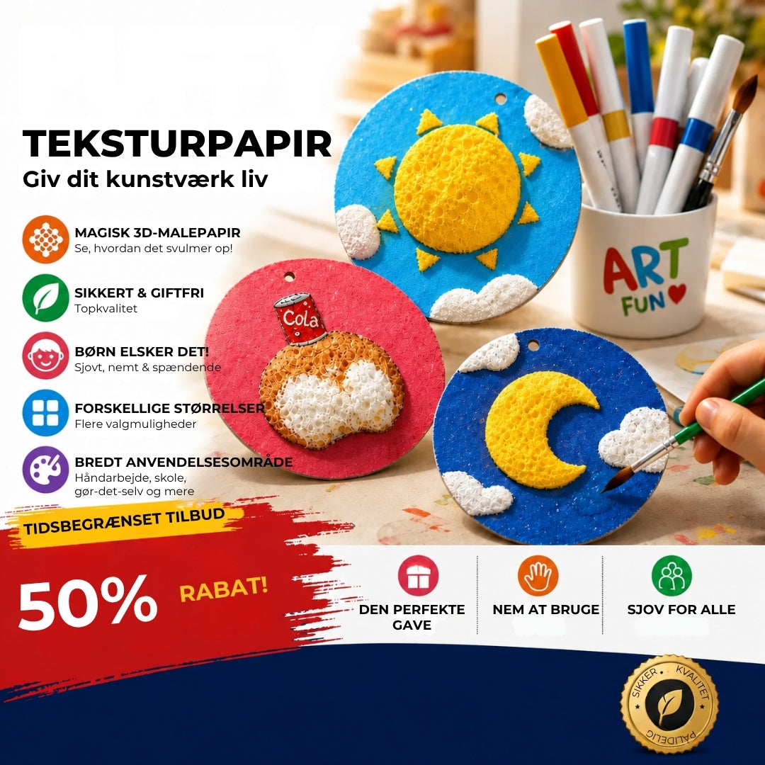 Magisk 3D-malepapir med skumtekstur – 20 stk.