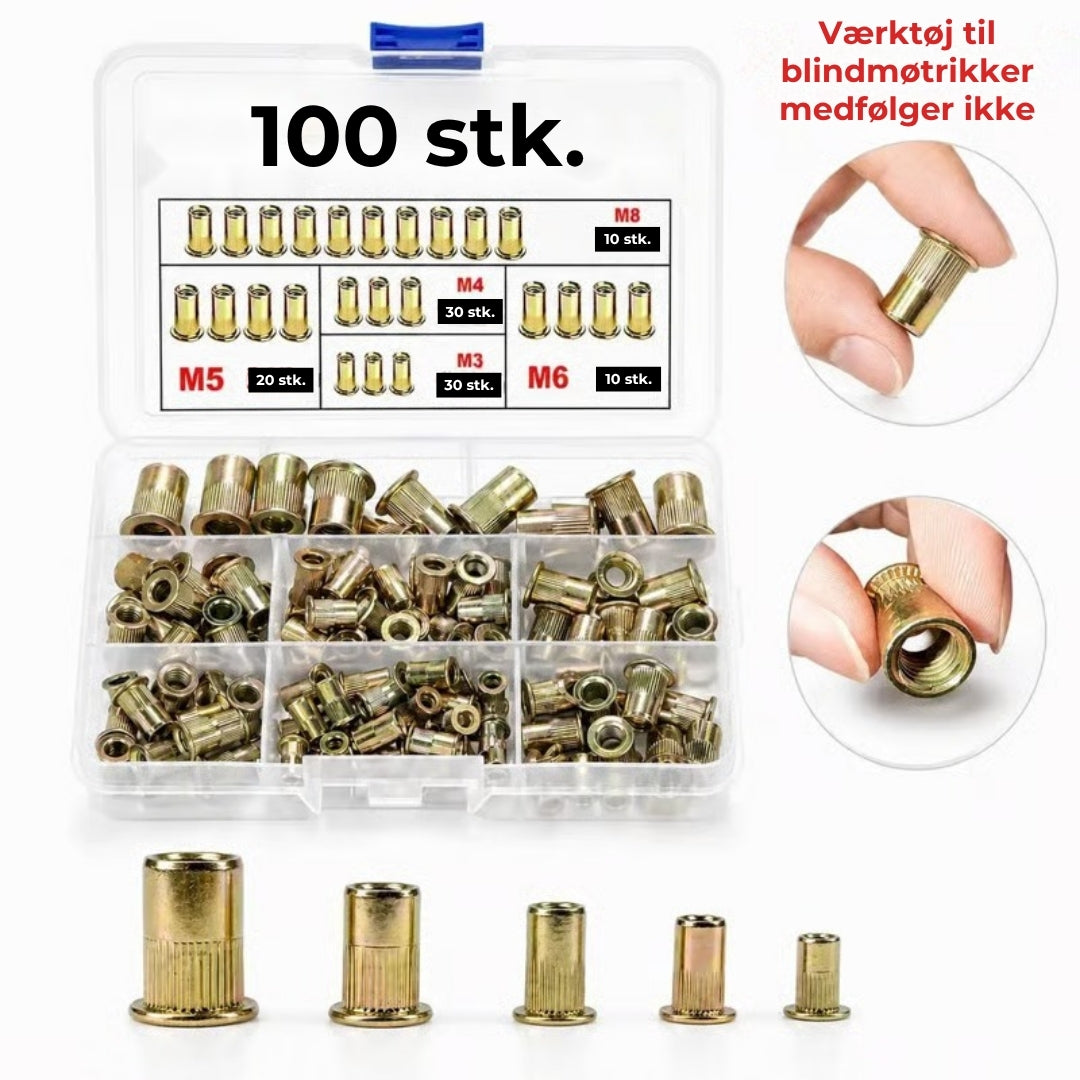 Adaptersæt til skruemøtrikker til boremaskiner og manuel betjening (M3-M8)