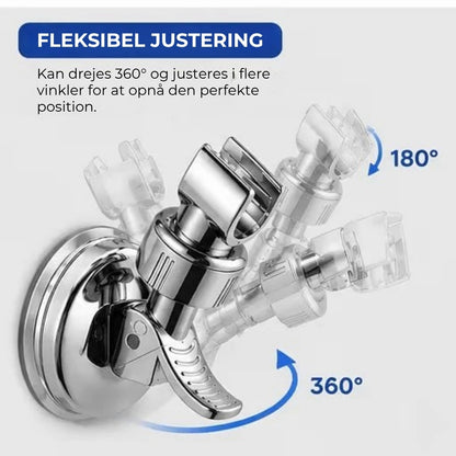 Justerbar brusehovedholder med sugekop