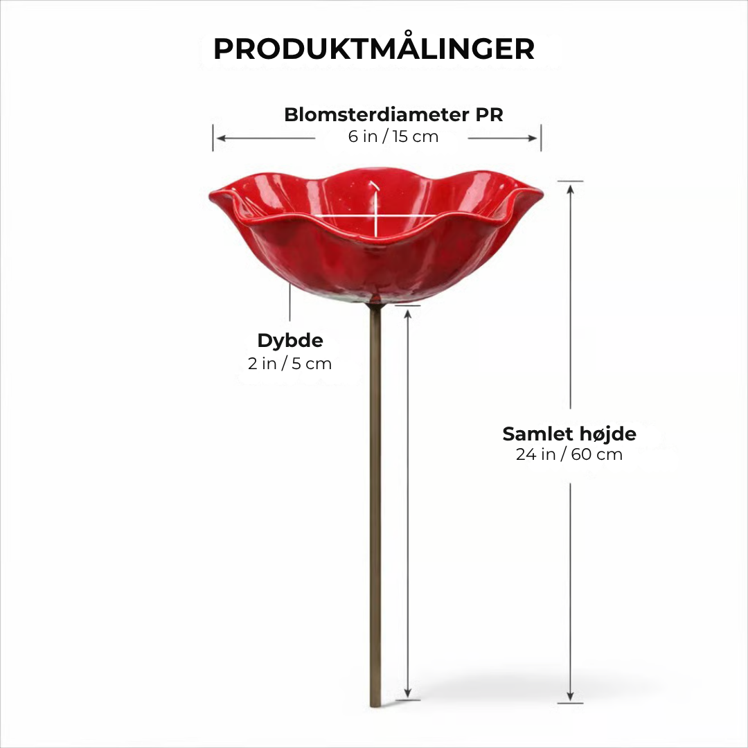 Håndlavet fuglebad i blomsterform