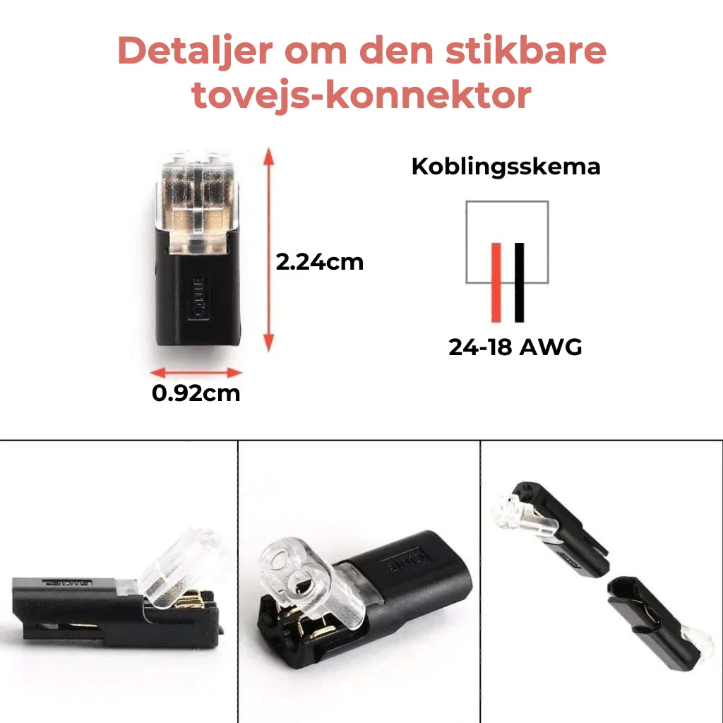 To-leder-stikforbindelse med lås (20 stk.)