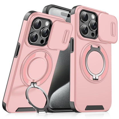 iPhone-cover med skydedæksel til kameraet og roterbar ringholder