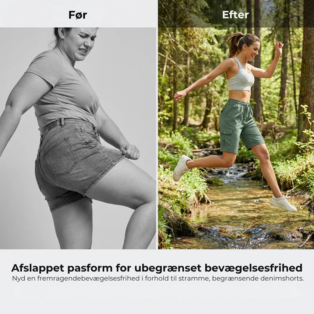 Hurtigtørrende cargoshorts til kvinder med lommer