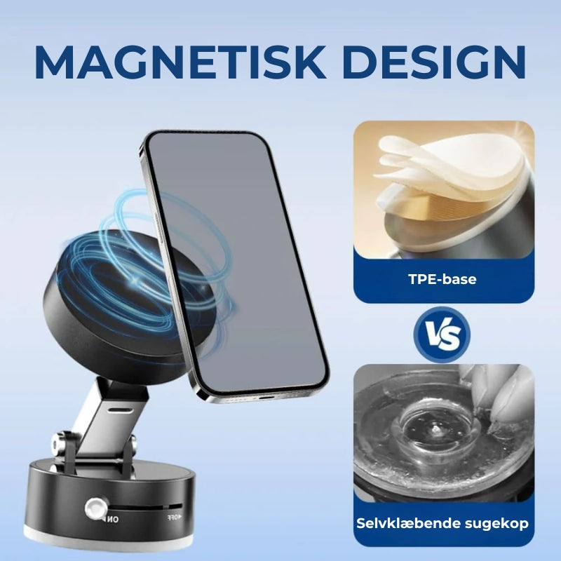 Magnetisk og foldbar telefonholder med sugekop