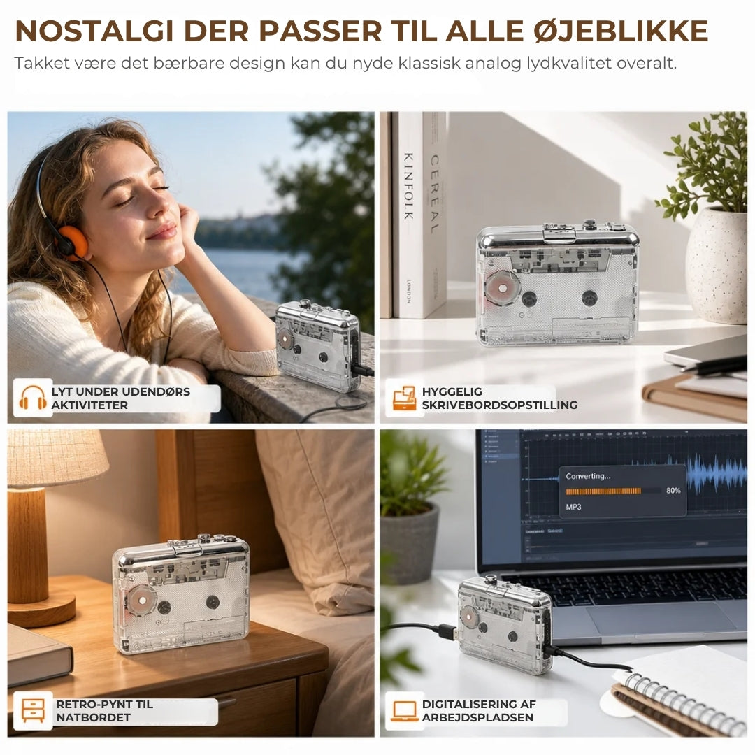 2-i-1 kassetteafspiller og kassette-til-MP3-konverter