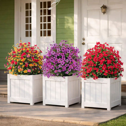 Blomsterdekoration med kunstig eukalyptus og violer