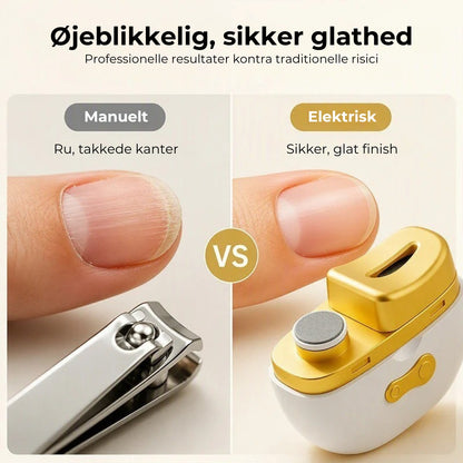 Elektrisk negleklipper og neglefil