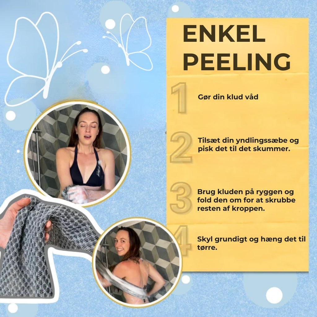 Eksfolierende og antibakteriel skrubbeklud