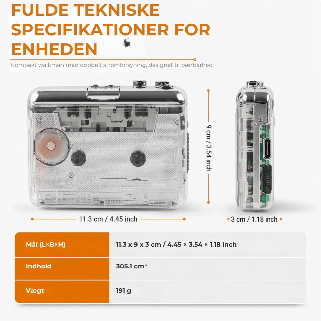 2-i-1 kassetteafspiller og kassette-til-MP3-konverter