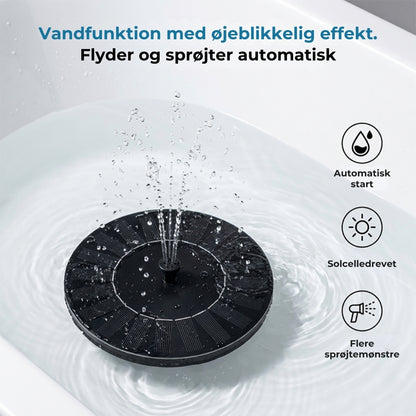 Automatisk springvand drevet af solenergi