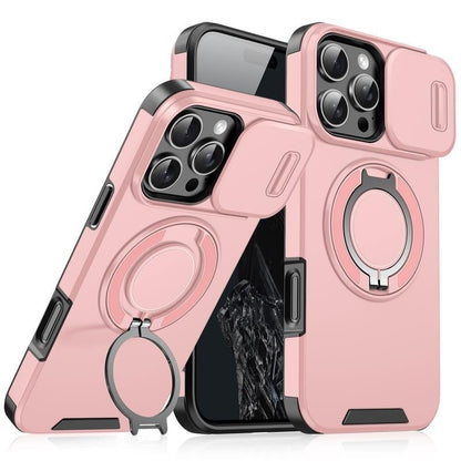 iPhone-cover med skydedæksel til kameraet og roterbar ringholder