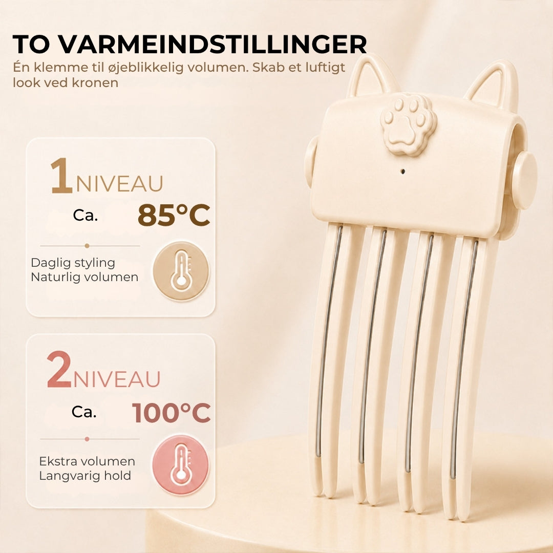 Opvarmet hårkam til mere volumen