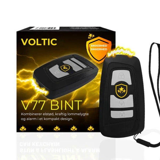 Voltic V77 – 3-i-1 nøglering med strømstød, lommelygte og alarm