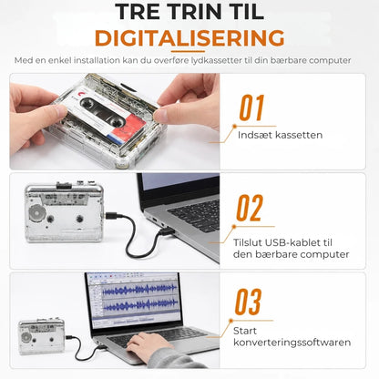 2-i-1 kassetteafspiller og kassette-til-MP3-konverter