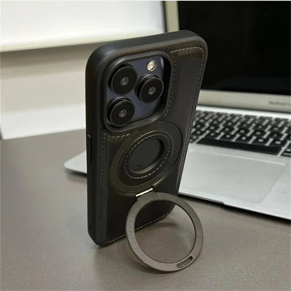 Luksus læder iPhone Cover med indbygget stativ