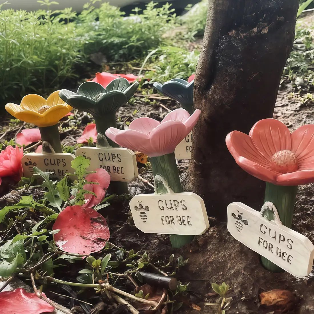 Blomsterformet vandfad til bier 🟒