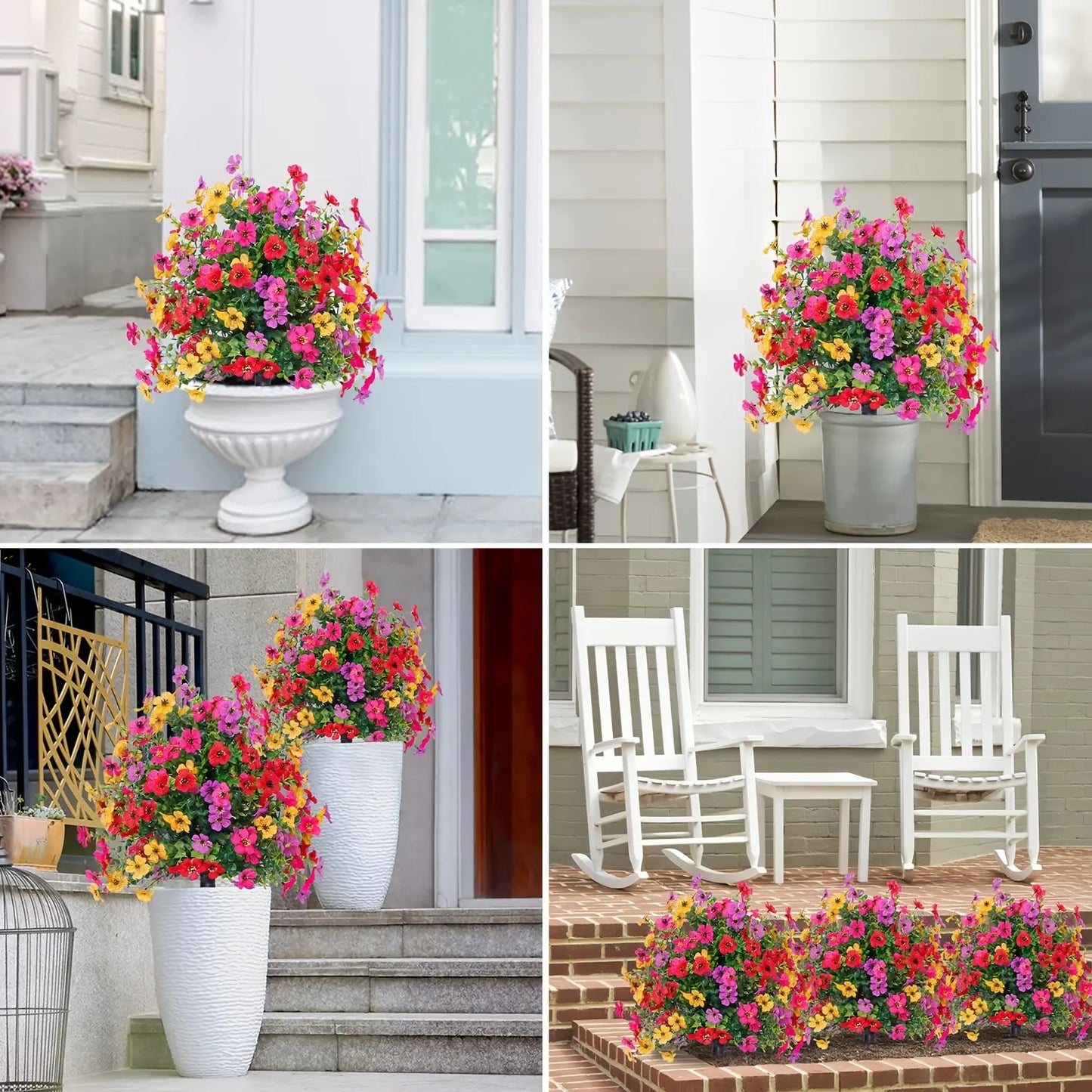 Blomsterdekoration med kunstig eukalyptus og violer