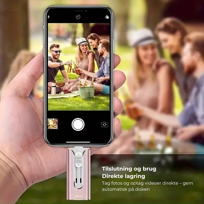 32~256 GB Micro USB + Lightning + USB 3.0 4-i-1 mobil U-disk