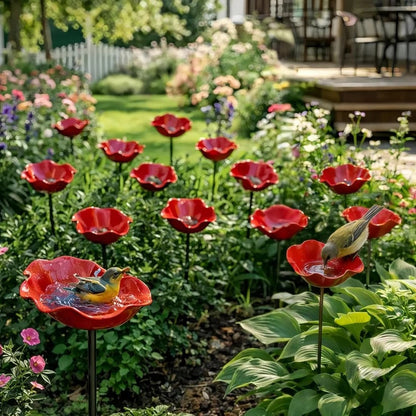 Håndlavet fuglebad i blomsterform