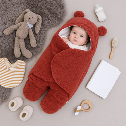 Baby tæppe og pyjamas med bjørnemotiv