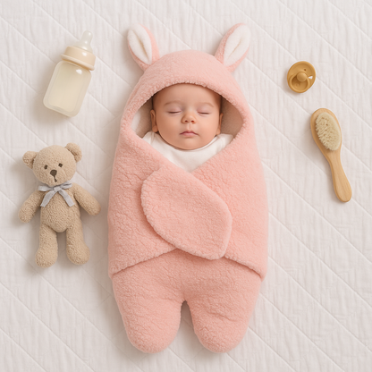 Baby tæppe og pyjamas med bjørnemotiv